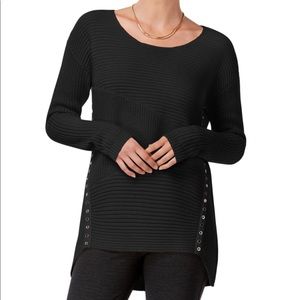 Bar III Womens Asymmetrical Grommet-Detail Knit Sweater